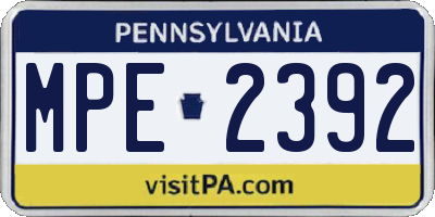PA license plate MPE2392