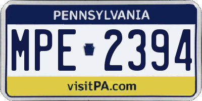 PA license plate MPE2394