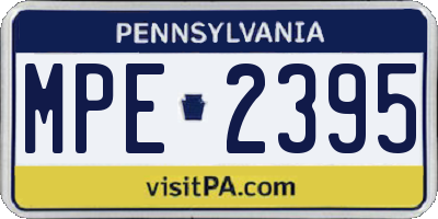 PA license plate MPE2395