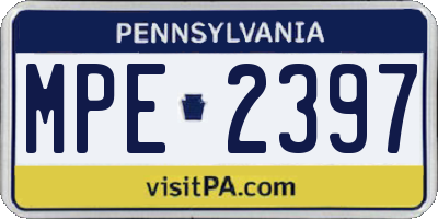 PA license plate MPE2397