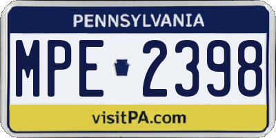 PA license plate MPE2398