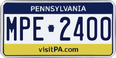 PA license plate MPE2400