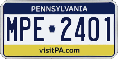 PA license plate MPE2401