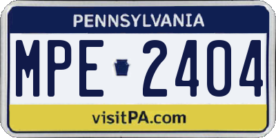 PA license plate MPE2404