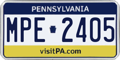 PA license plate MPE2405