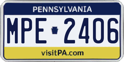 PA license plate MPE2406