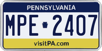 PA license plate MPE2407