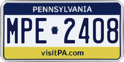 PA license plate MPE2408