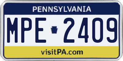 PA license plate MPE2409