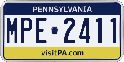 PA license plate MPE2411
