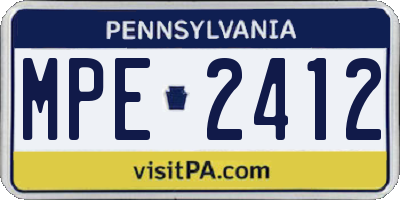 PA license plate MPE2412