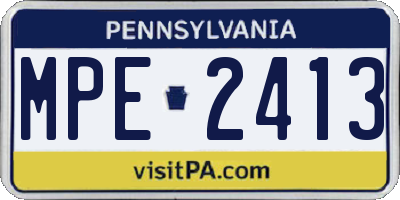 PA license plate MPE2413