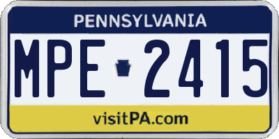 PA license plate MPE2415