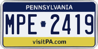 PA license plate MPE2419