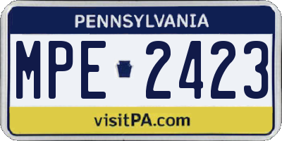 PA license plate MPE2423