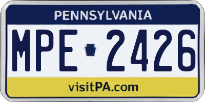 PA license plate MPE2426