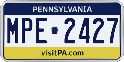 PA license plate MPE2427