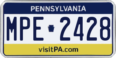 PA license plate MPE2428