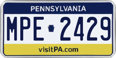 PA license plate MPE2429