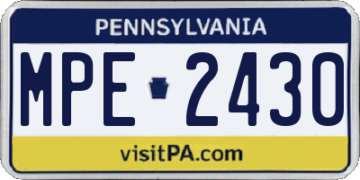PA license plate MPE2430