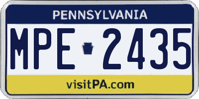 PA license plate MPE2435