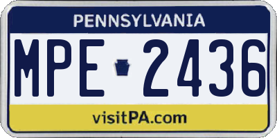 PA license plate MPE2436