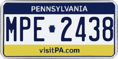 PA license plate MPE2438
