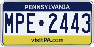 PA license plate MPE2443