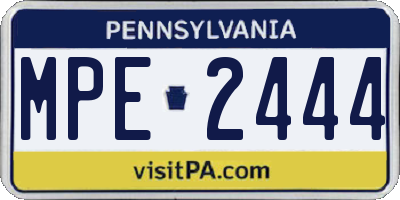 PA license plate MPE2444