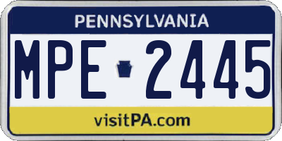 PA license plate MPE2445