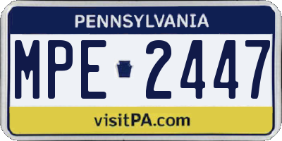 PA license plate MPE2447
