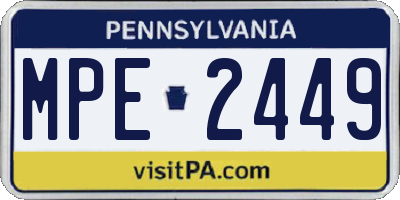 PA license plate MPE2449