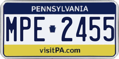 PA license plate MPE2455