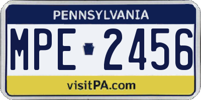 PA license plate MPE2456