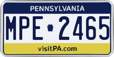 PA license plate MPE2465