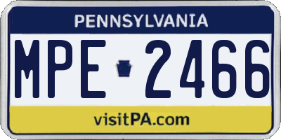 PA license plate MPE2466