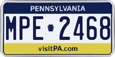 PA license plate MPE2468