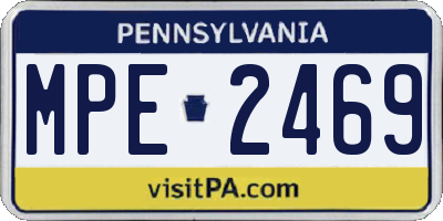 PA license plate MPE2469