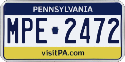 PA license plate MPE2472