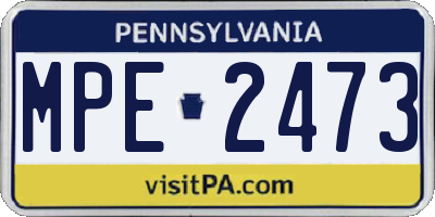 PA license plate MPE2473