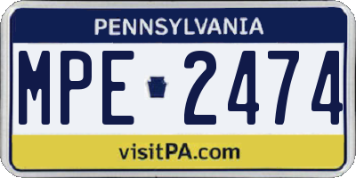 PA license plate MPE2474