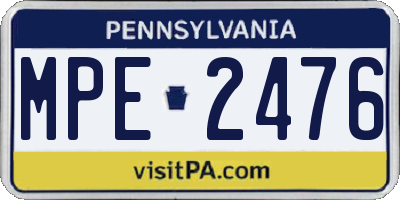 PA license plate MPE2476