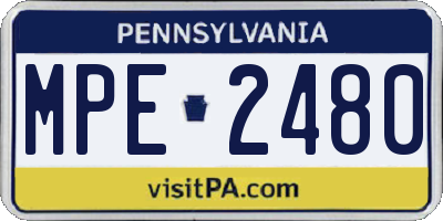 PA license plate MPE2480