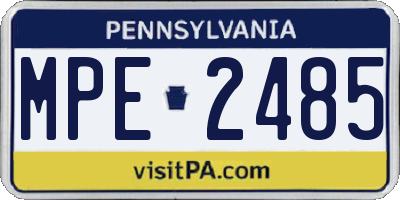 PA license plate MPE2485