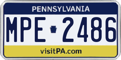 PA license plate MPE2486