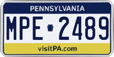 PA license plate MPE2489