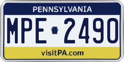 PA license plate MPE2490
