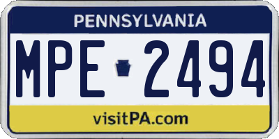 PA license plate MPE2494