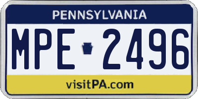 PA license plate MPE2496