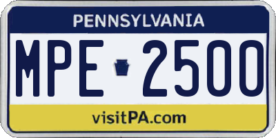 PA license plate MPE2500